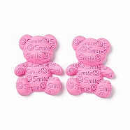 Opaque Resin Cabochons, Bear with Smiling Face Pattern, Hot Pink, 38x31x10mm(X-RESI-G045-01E)