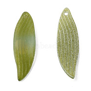 Plastic Pendants, Leaf, Olive Drab, 28.5x7.5x3mm, Hole: 1.2mm(KY-N015-152)