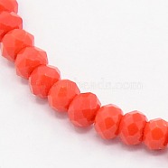 Opaque Solid Color Crystal Glass Faceted Rondelle Beads Strands, Orange Red, 3.5x2.5~3mm, Hole: 1mm, about 198pcs/strand, 15.7 inch(X-GLAA-F025-A08)