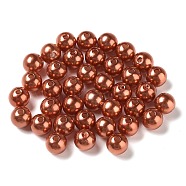 Imitation Pearl Acrylic Beads, Dyed, Round, FireBrick, 10x9.5mm, Hole: 2.5mm, about 1070pcs/pound(PL611-26)
