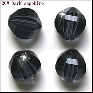 Imitation Austrian Crystal Beads, Grade AAA, Faceted, Round, Prussian Blue, 8mm, Hole: 0.9~1mm(SWAR-F079-8mm-20)