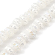 AB Color Plated Electroplate Glass Beads, Pumpkin, WhiteSmoke, 9x11x12mm, Hole: 1.2mm, about 74pcs/strand, 23.23 inch(59cm)(GLAA-G106-02A-AB01)