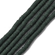 Handmade Polymer Clay Beads Strands, for DIY Jewelry Crafts Supplies, Heishi Beads, Disc/Flat Round, Dark Green, 4x0.5~1mm, Hole: 1.4mm, about 350~410pcs/strand, 15.75 inch~16.14 inch(40~41cm)(CLAY-R089-4mm-Q081)