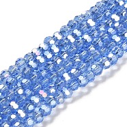 Electroplate Glass Beads Strands, AB Color Plated, Faceted(32 Facets), Round, Cornflower Blue, 4mm, Hole: 0.5mm, about 100pcs/strand, 14.2 inch(EGLA-R016-4m-17)