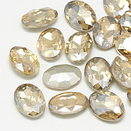 Pointed Back Glass Rhinestone Cabochons, Back Plated, Faceted, Oval, Light Colorado Topaz, 18x13x5.5mm(RGLA-T080-13x18mm-06)