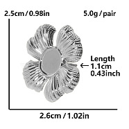 304 Stainless Steel Flower Stud Earrings for Women, Fashionable Floral Ear Jewelr, Platinum, 25x26mm(ZQ3075-1)