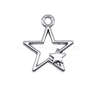 Tibetan Style Alloy Pendants, Star Charms, Antique Silver, 26x22mm(FIND-PW0006-03AS)