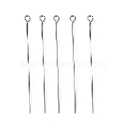 304 Stainless Steel Eye Pin, Stainless Steel Color, 50mm, Hole: 2mm, Pin: 0.7mm(STAS-R045-50mm)