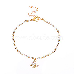 Fashionable and Creative Rhinestone Anklet Bracelets, English Letter W Hip-hop Creative Beach Anklet for Women, Golden(DA6716-23)