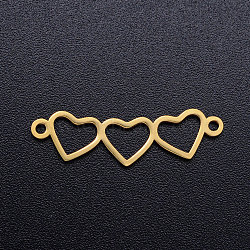 201 Stainless Steel Links connectors, Heart to Heart, Golden, 7.5x25x1mm, Hole: 1.2mm(STAS-Q201-JN341-2)