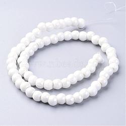 Handmade Porcelain Beads, Bright Glazed Porcelain, Rondelle, White, 7x5mm, Hole: 2mm, about 65pcs/strand, 13.3 inch(PORC-G001-18)