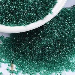 MIYUKI Round Rocailles Beads, Japanese Seed Beads, 15/0, (RR147) Transparent Emerald, 15/0, 1.5mm, Hole: 0.7mm, about 250000pcs/pound(SEED-G009-RR0147)