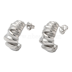 Non-Tarnish 304 Stainless Steel Twist Stud Earrings, Stainless Steel Color, 22x12mm(EJEW-Z022-14P)