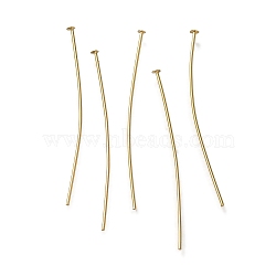 Brass Flat Head Pins, Lead Free & Cadmium Free, Real 24K Gold Plated, 35x0.6mm, Head: 2mm(KK-H502-01F-G)