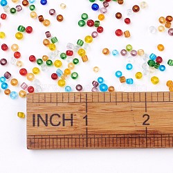 8/0 Glass Seed Beads, Transparent, Round, Mixed Color, 2.5~3x2~3mm, Hole: 1mm, about 10000pcs/pound(SEED-A004-3mm)