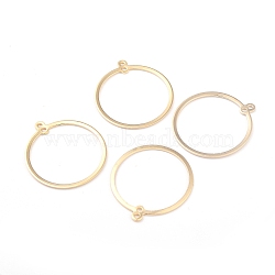 Brass Pendants, Cadmium Free & Lead Free, Long-Lasting Plated, Flat Round, Real 24K Gold Plated, 28x25x1mm, Hole: 1.4mm(X-KK-O139-07G)