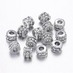Tibetan Style Alloy Beads, Lead Free & Nickel Free & Cadmium Free, Column, Antique Silver, about 6mm in diameter, 4.5mm thick, hole: 2.5mm(X-LF0031Y-NF)