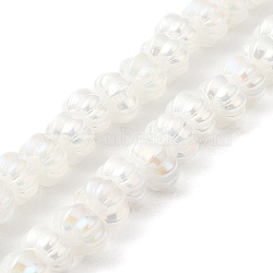 AB Color Plated Electroplate Glass Beads, Pumpkin, WhiteSmoke, 9x11x12mm, Hole: 1.2mm, about 74pcs/strand, 23.23 inch(59cm)(GLAA-G106-02A-AB01)
