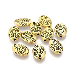 Alloy Beads, Bumpy, Oval, Antique Golden, 14x10x3mm, Hole: 1.5mm(PALLOY-O095-04AG)