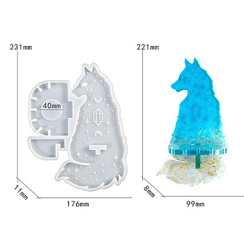 DIY Silicone Display Molds, Resin Casting Molds, Clay Craft Mold Tools, Wolf, White, 230x180x10mm, Inner Diameter: 32~220x60~118mm