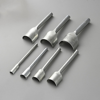 7Pcs 7 Styles High Carbon Steel Leather Craft Tools, Semicircle Punch For Strap, Belt, Wallet End, Stainless Steel Color, 99~105x10~40.5x6~20mm, 1pc/style