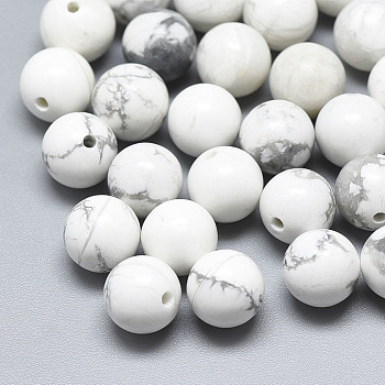Natural Howlite Beads, Half Drilled, Round, 8mm, Half Hole: 1.2mm