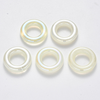 Transparent Acrylic Linking Rings, AB Color Plated, Imitation Gemstone Style, Round Ring, Beige, 25x6mm, Inner Diameter: 12.5mm