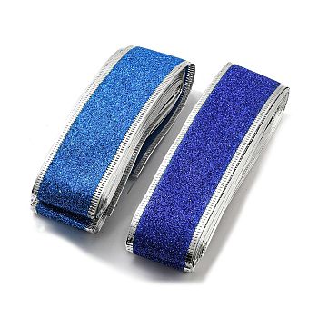 8M Sparkle Polyester Glitter Powder Ribbon, Ancient Hanfu Ribbon, Blue, 1-1/2 inch(38mm), about 8.75 Yards(8m)/Bundle