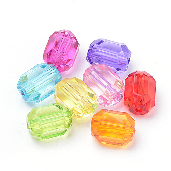 Transparent Acrylic Beads, Oval, Faceted, Mixed Color, 14x10mm, Hole: 2mm