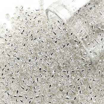 TOHO Round Seed Beads, Japanese Seed Beads, (21) Silver-Lined Transparent Crystal Clear, 11/0, 2.2mm, Hole: 0.8mm, about 1103pcs/10g
