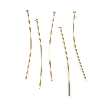 Brass Flat Head Pins, Lead Free & Cadmium Free, Real 24K Gold Plated, 35x0.6mm, Head: 2mm