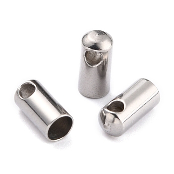 304 Stainless Steel Cord Ends, End Caps, Stainless Steel Color, 8.2x4mm, Hole: 2mm, Inner Diameter: 3mm