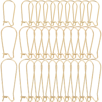120Pcs 3 Style 304 Stainless Steel Hoop Earring Findings, Kidney Ear Wire, Golden, 20~33x9~13.5x0.8~2.5mm, Pin: 0.6~0.8mm, 40pcs/style