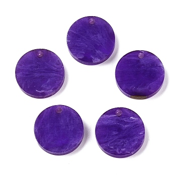 Opaque Resin Pendants, Round, Mauve, 18.5x3.5mm, Hole: 2mm