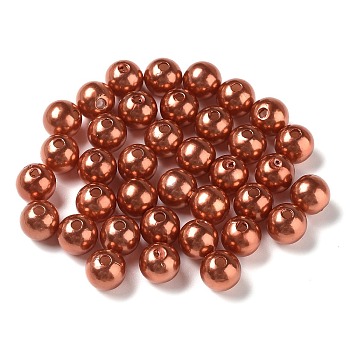 Imitation Pearl Acrylic Beads, Dyed, Round, FireBrick, 10x9.5mm, Hole: 2.5mm, about 1070pcs/pound