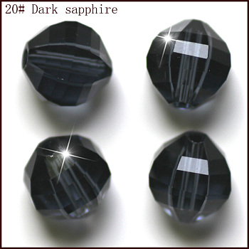 Imitation Austrian Crystal Beads, Grade AAA, Faceted, Round, Prussian Blue, 8mm, Hole: 0.9~1mm
