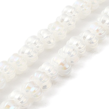 AB Color Plated Electroplate Glass Beads, Pumpkin, WhiteSmoke, 9x11x12mm, Hole: 1.2mm, about 74pcs/strand, 23.23 inch(59cm)