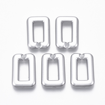 Spray Painted CCB Plastic Linking Rings, Quick Link Connectors, For Jewelry Cross Chains Making, Rectangle, Silver, 30x20x5.5mm, Inner Diameter: 7.5x17.5mm