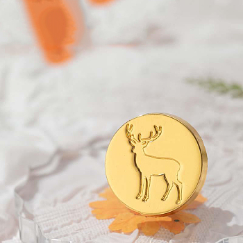 Golden Tone Wax Seal Alloy Stamp Head, for Invitations, Envelopes, Gift Packing, Deer, 25mm