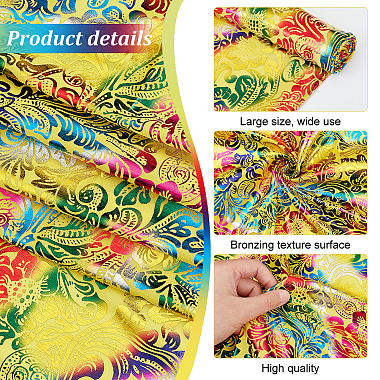 Phoenix Flower Pattern Bronzing Polyester Fabric(DIY-WH0032-98A)-4