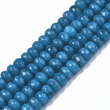 8mm Steel Blue Rondelle White Jade Beads