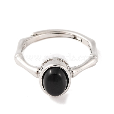 ovale verstellbare Ringe aus natürlichem schwarzem Onyx(RJEW-Q817-04P-10)-2