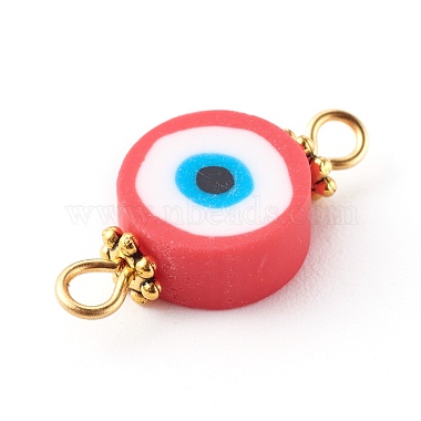 Flat Round with Evil Eye Polymer Clay Links Connectors(PALLOY-JF00718)-3