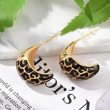Brass Enamel Stud Earrings(EJEW-P301-12G)-1