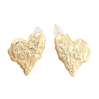 Heart Brass Stud Earrings