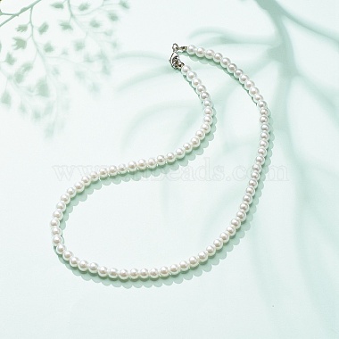 Glass Pearl Round Beaded Necklace for Women(X-NJEW-JN03903)-2