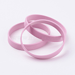 Silicone Wristbands Bracelets, Cord Bracelets, Pink, 2-1/2 inch(63mm), 12x2mm(X-BJEW-J176-08)
