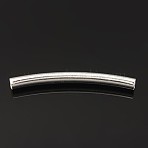 Brass Tube Beads, Cadmium Free & Lead Free, Curved, Silver, 4x41mm(KK-J129-S)