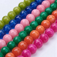 Natural Malaysia Jade Bead Strands, Dyed, Faceted, Round, Mixed Color, 8mm, Hole: 1mm, about 46pcs/strand, 14.5 inch(36.83cm)(G-F488-8mm)