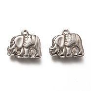 201 Stainless Steel Pendants, Elephant, Stainless Steel Color, 13x15x4mm, Hole: 1.4mm(X-STAS-H125-17P)